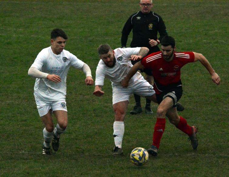 Ben John surges forward for Clarby Road against Fishguard Sports